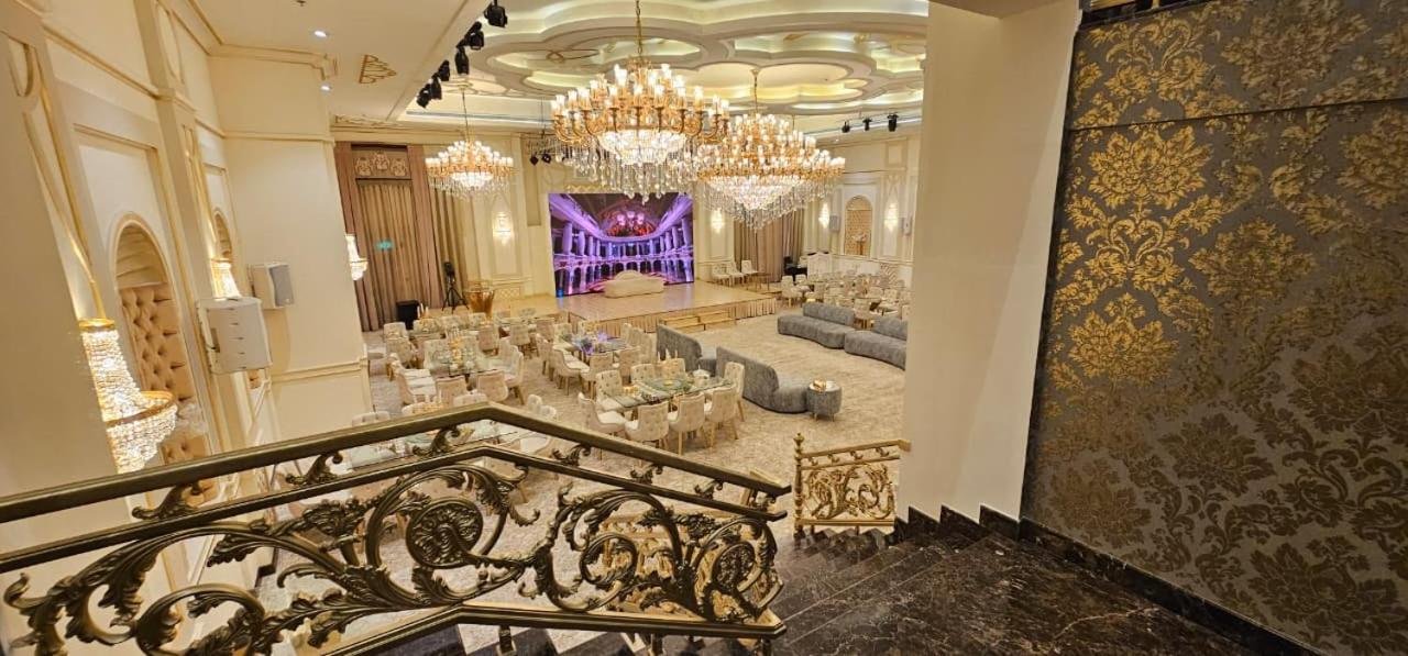 Banquet hall prepared for a wedding reception