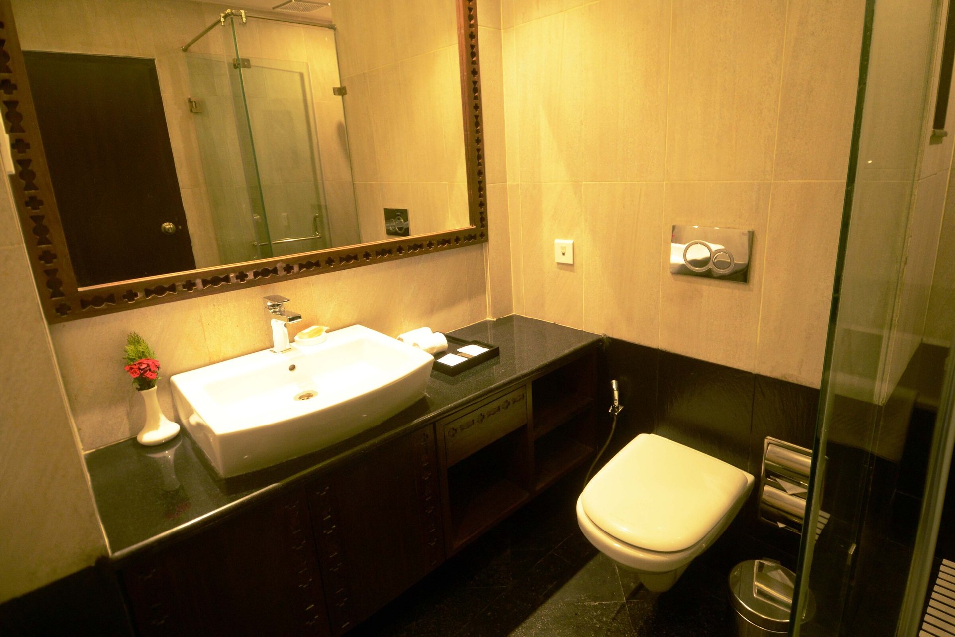 Deluxe Twin Room bathroom at Chandragiri Hills Resort
