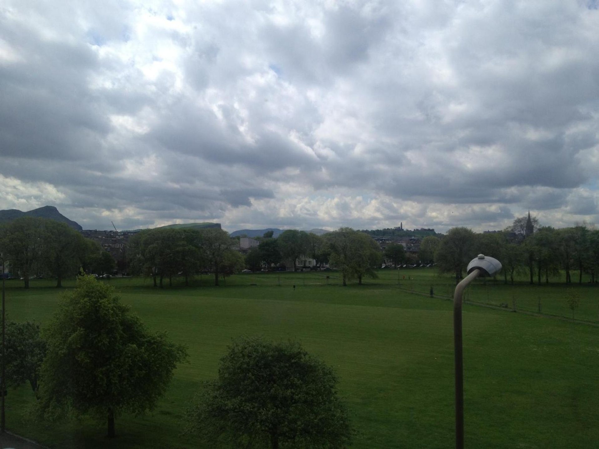 a view of a green field with a street light at Adelphi Hotel in Edinburgh